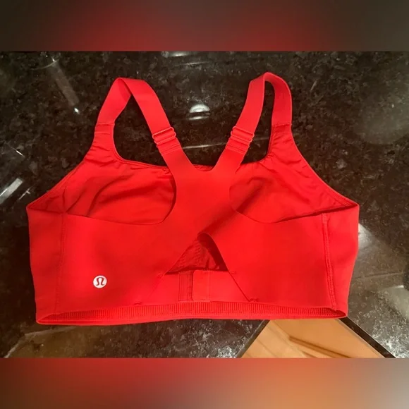 Lululemon Ultralu Square Neck Workout Bra D/DD 8 Red Glow $68 - Picture 1 of 3